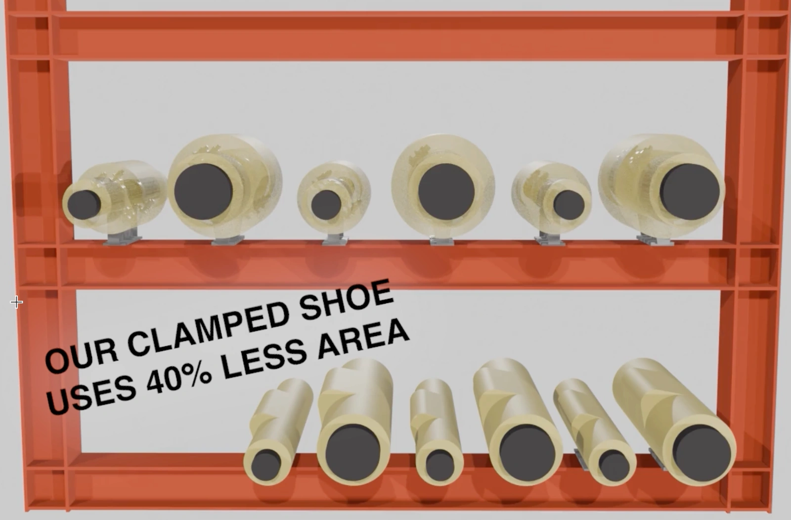 clamped shoe 40 percent less area in pipe racks